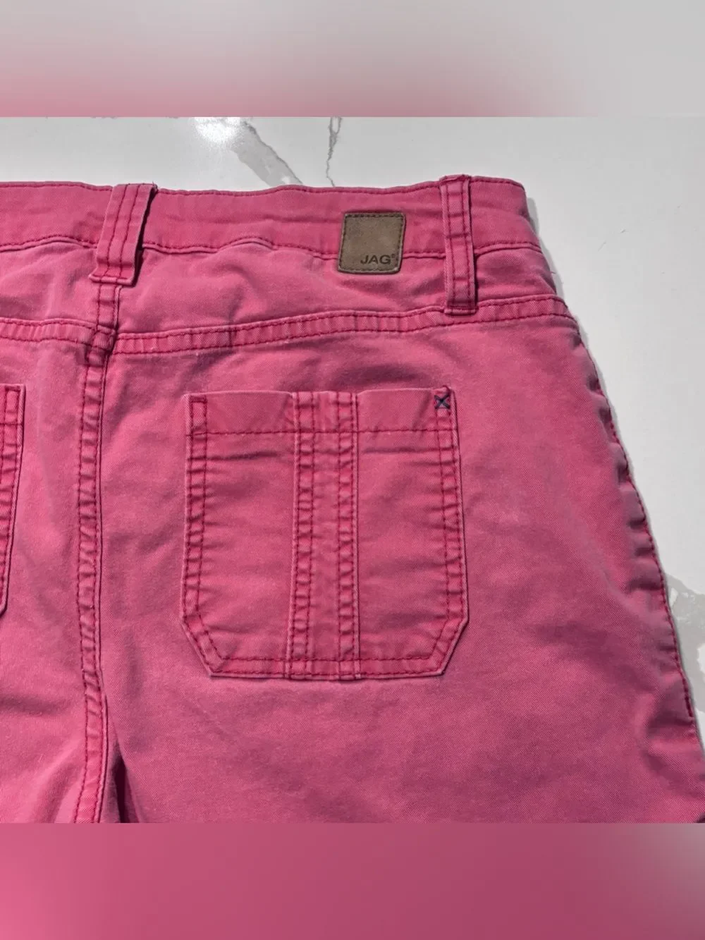 Jag Jeans Faded Red Coral Relaxed Fit Utility Cotton Twill Shorts Women’s 4
